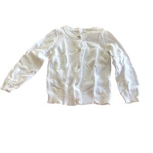 VGUC 3T 100% Cotton White Piquet Cardigan Sweater
